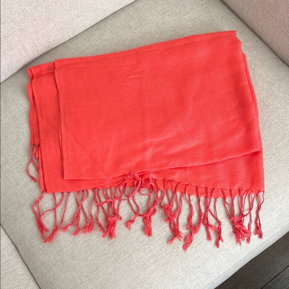 Soft Coral Fringe Scarf